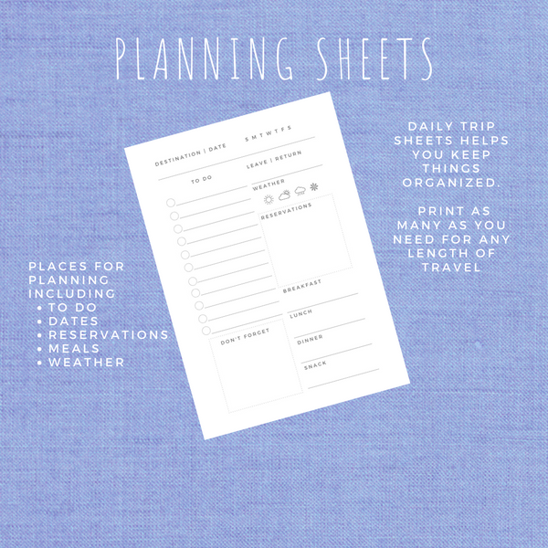 Planning Basics TRAVEL PLANNER Printable | 18 Pages