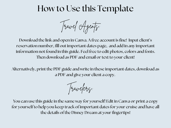 Disney Dream Cruise Handbook, DCL guidebook, Travel Agent Cruise Canva Template and Downloadable PDF guide, Canva Cruise Guide, DCL packing list