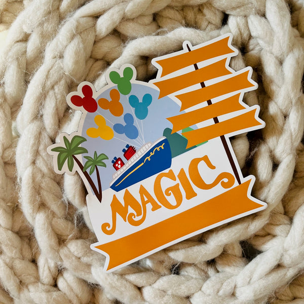 Disney MAGIC Cruise Magnet Family Cruise Magnet for Disney Cruise Door Writeable 5"x 6" Disney Magnet