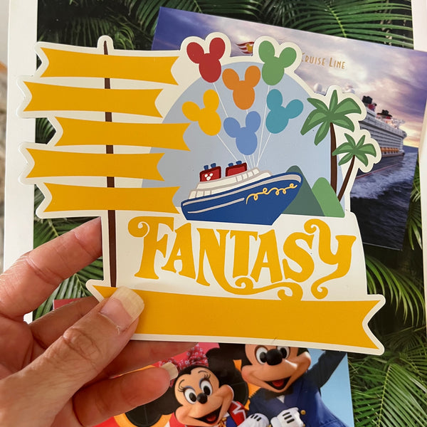 Disney FANTASY Cruise Magnet Family Cruise Magnet for Disney Cruise Door Writeable 5"x 6" Disney Magnet