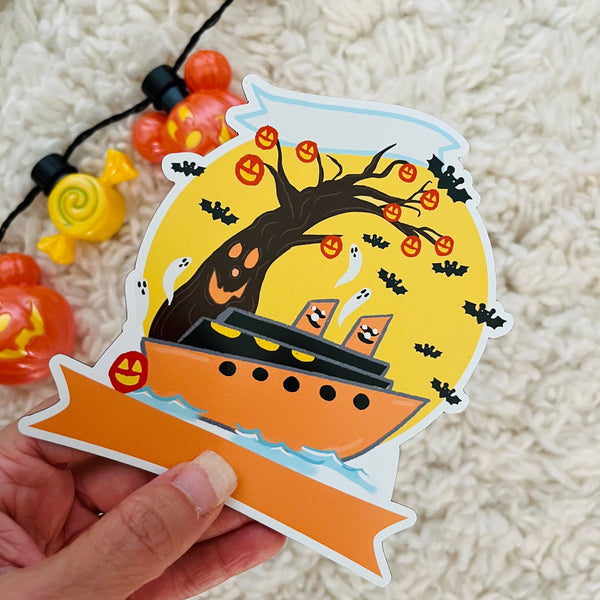 Disney Cruise HALLOWEEN on the High Seas Magnet Family Cruise Magnet for Disney Cruise Door Writeable 5"x 5" Disney Magnet