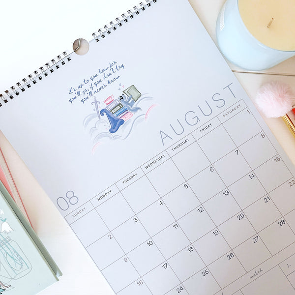 2026 Disney Inspired Illustrated Quote Wall Calendar 12 Month