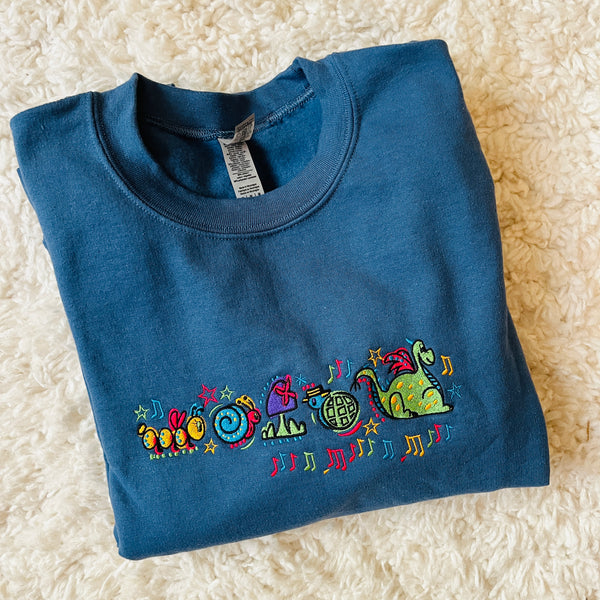 Main Street Electrical Parade EMBROIDERED Sweatshirt- READY TO SHIP-Indigo Blue- Medium