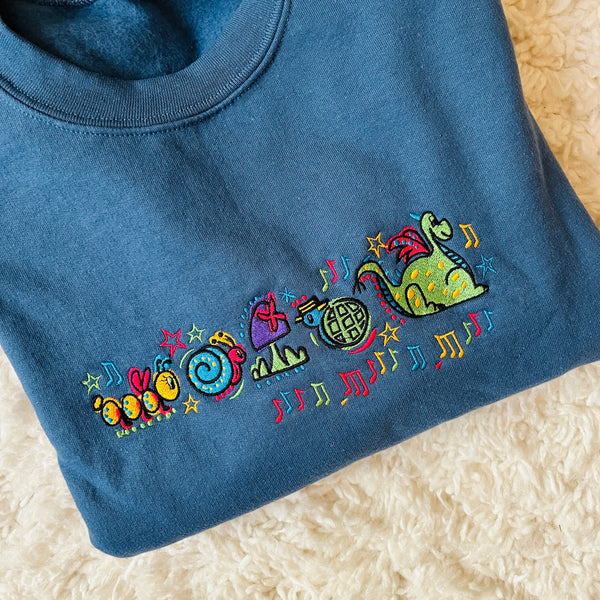 Main Street Electrical Parade EMBROIDERED Sweatshirt- READY TO SHIP-Indigo Blue- Medium