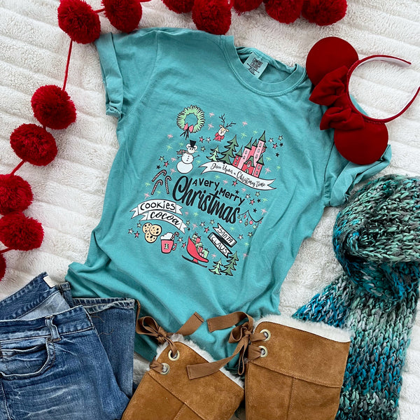 Disney Christmas Party Tee COMFORT COLORS Disney Shirt Very Merry Christmas Magic Kingdom Party Adult T-Shirt