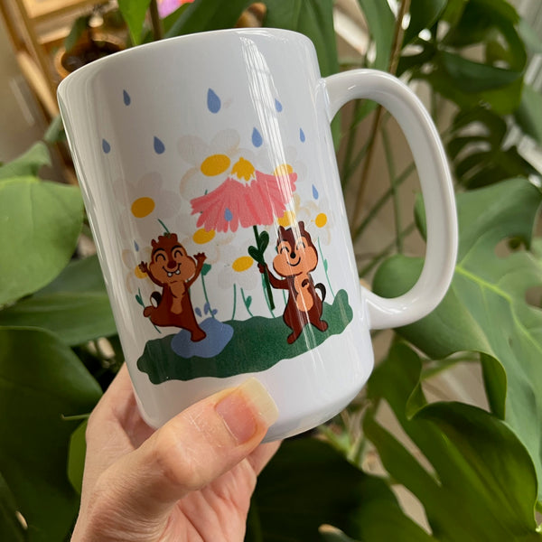 Chip and Dale Spring Mug Disney Mug Spring Rain Glossy Mug