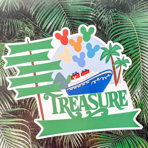Disney TREASURE Cruise Magnet Family Cruise Magnet for Disney Cruise Door Writeable 5"x 6" Disney Magnet