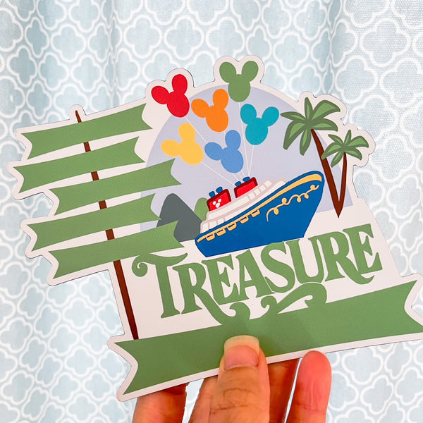 Disney TREASURE Cruise Magnet Family Cruise Magnet for Disney Cruise Door Writeable 5"x 6" Disney Magnet