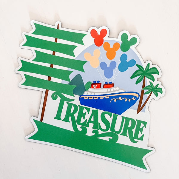 Disney TREASURE Cruise Magnet Family Cruise Magnet for Disney Cruise Door Writeable 5"x 6" Disney Magnet