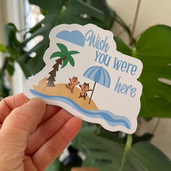 Chip and Dale Cruise Door magnet Wish You Were Here Disney Cruise Beach Vacation Magnet