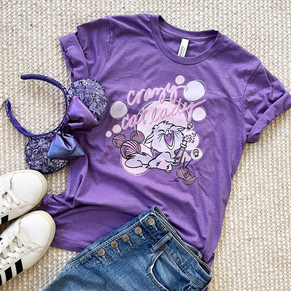 Crazy Cat Lady T-Shirt Yzma Disney Villain Purple Cat with Mickey Yarn Ball Disney Cat T-shirt