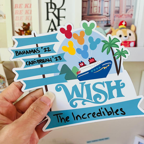 Disney WISH Cruise Magnet Family Cruise Magnet for Disney Cruise Door Writeable 5"x 6" Disney Magnet