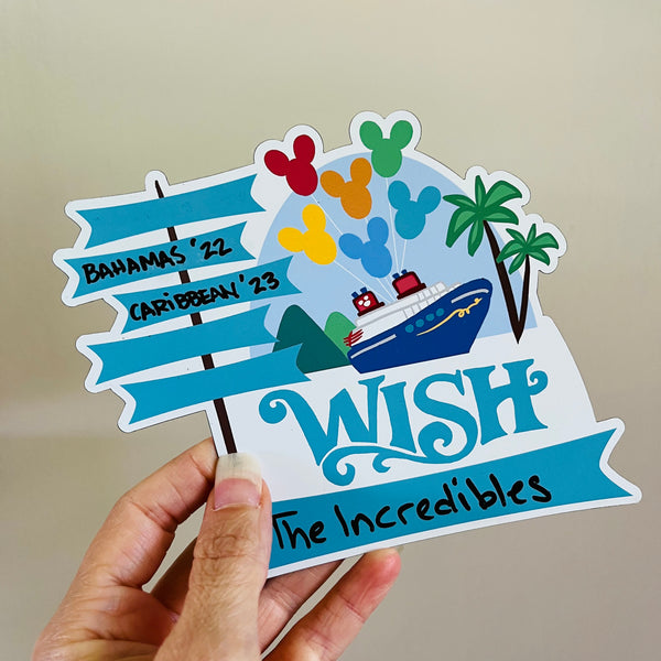 Disney WISH Cruise Magnet Family Cruise Magnet for Disney Cruise Door Writeable 5"x 6" Disney Magnet