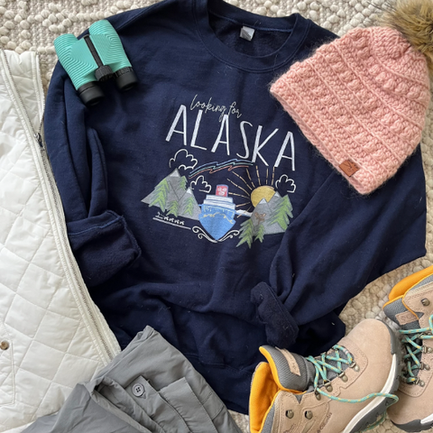 Disney Cruise Alaska Sweatshirt Cruise Shirt with Moose Dogs Aurora Borealis and Sunshine Alaska Unisex Sweatshirt