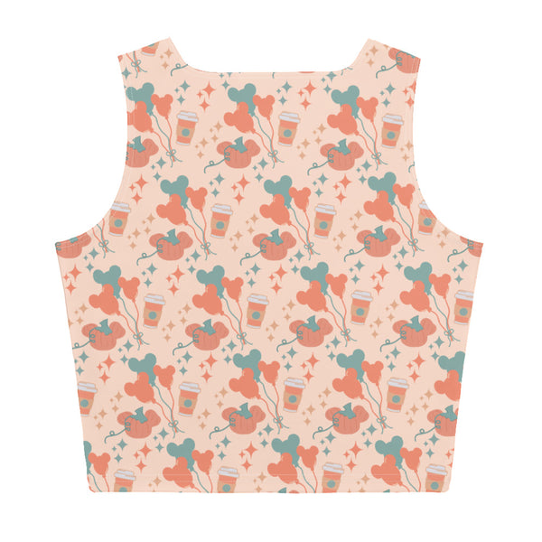 Disney Main Street USA Fall Crop Top Magic Kingdom Starbucks Mickey Pumpkin Mickey Balloon Crop Top- Pumpkin