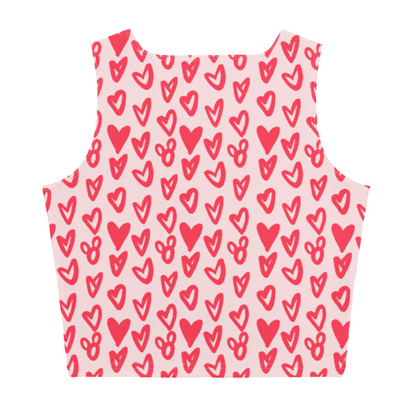 Mickey Hearts Crop Top Disney Valentines Day Hearts and Mickeys Love Crop Top- Pink