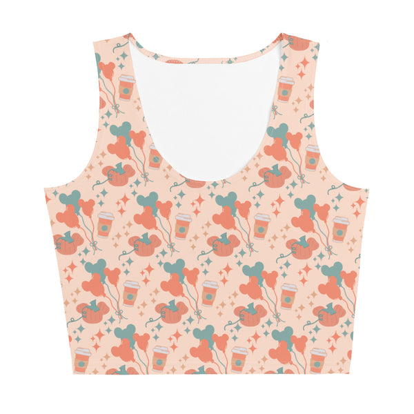 Disney Main Street USA Fall Crop Top Magic Kingdom Starbucks Mickey Pumpkin Mickey Balloon Crop Top- Pumpkin