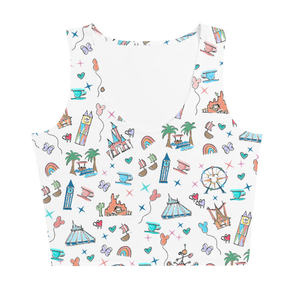 Disneyland doodles Disney Icons Crop Top