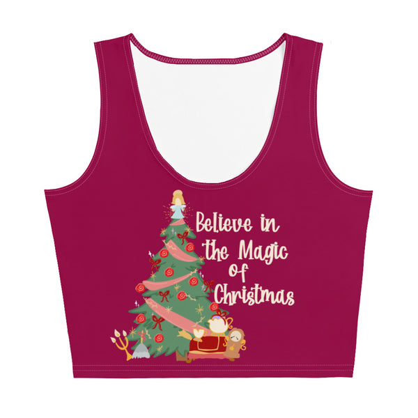 Disney Christmas Beauty and The Beast Crop Top Magic of Christmas Princess Tree Crop Top