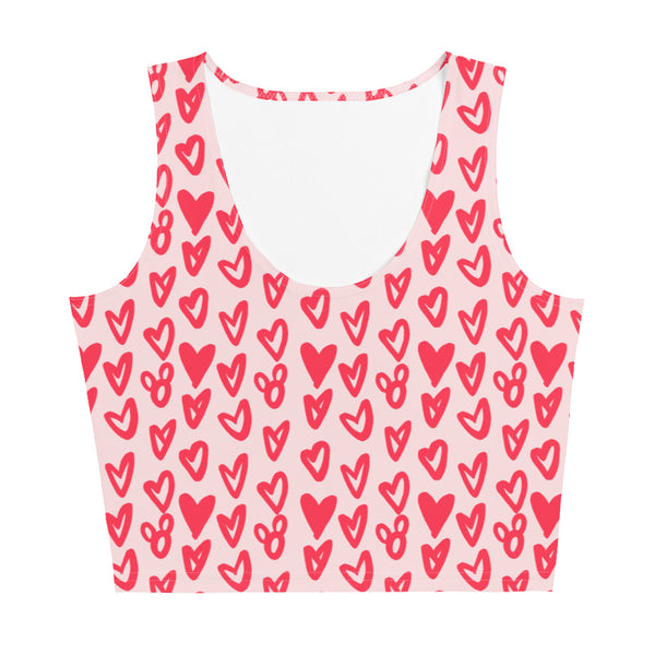 Mickey Hearts Crop Top Disney Valentines Day Hearts and Mickeys Love Crop Top- Pink