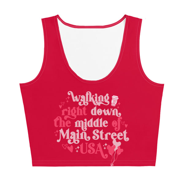 Disney Main Street USA Valentine's Day Shirt Magic Kingdom Mickey Balloons Crop Top
