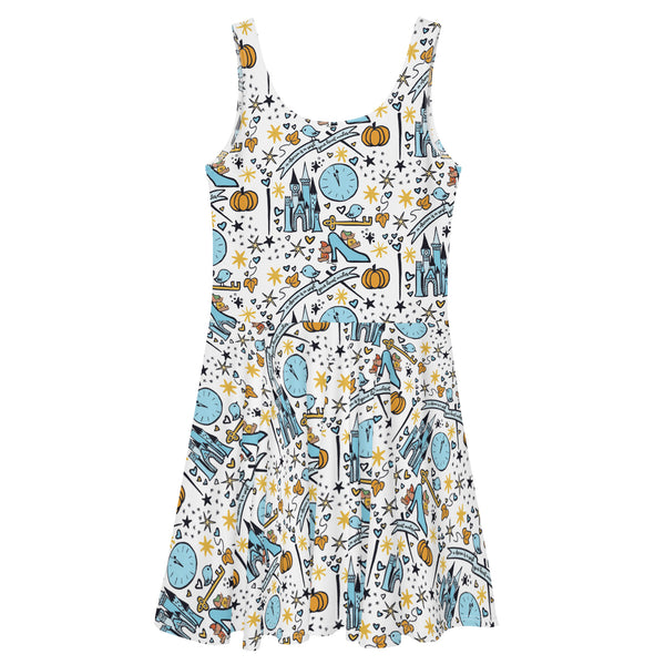 Cinderella Dreaming Dress Disney Princess Cinderella Castle and Clock Skater Dress