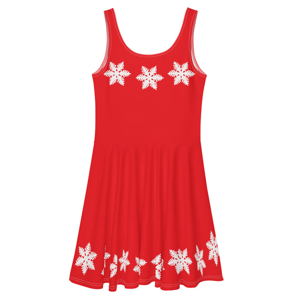 Mickey and Minnie Christmas Dress Disney Christmas Outfit Snowflake Red Skater Dress