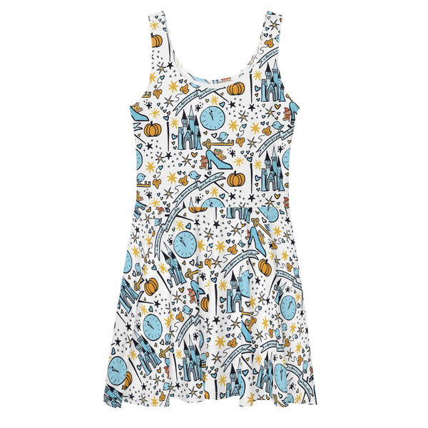 Cinderella Dreaming Dress Disney Princess Cinderella Castle and Clock Skater Dress