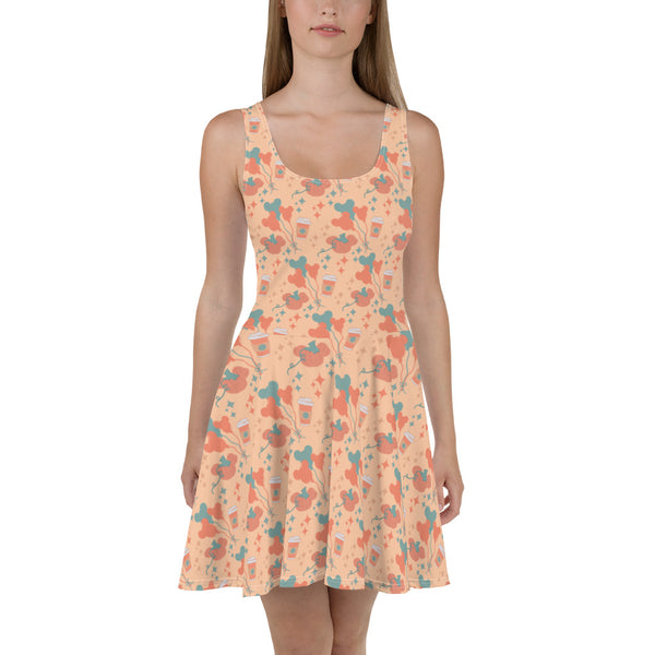 Disney Main Street USA Fall Disney Dress Magic Kingdom Starbucks Mickey Pumpkin Mickey Balloon Skater Dress