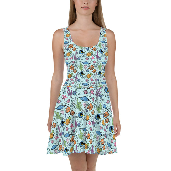 Finding Nemo Dress Disney Shirt All Over Printed Ocean Skater Dress