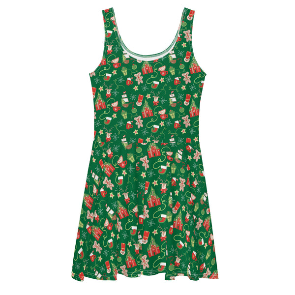 Disney Christmas Merriest Place on Earth Dress Disney Parks Holiday Skater Dress