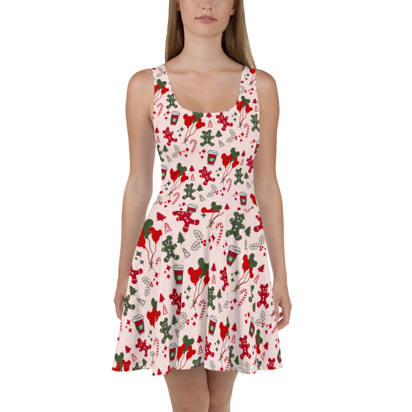 Main Street USA Christmas Disney Dress Magic Kingdom Mickey Balloons Skater Dress