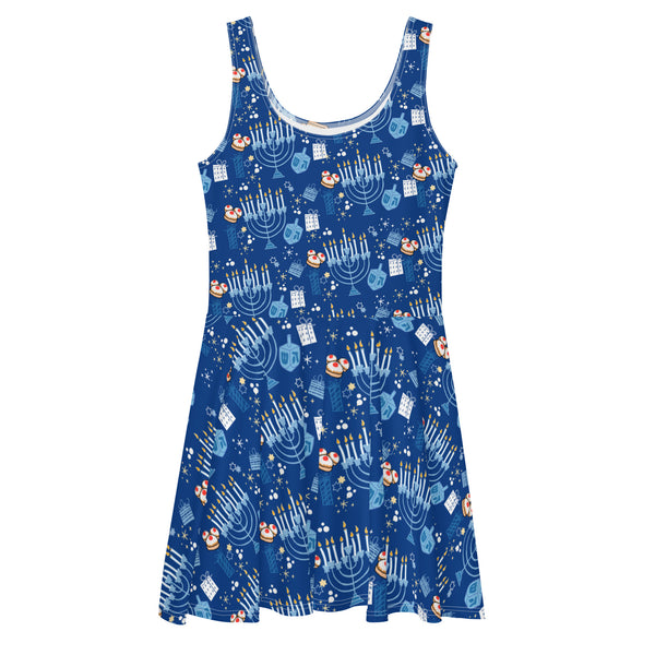 Disney Hanukkah Dress Mickey Menorah Chanukkah Disney Holiday Lights Skater Dress