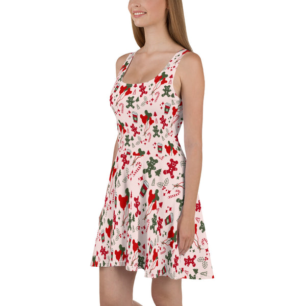 Main Street USA Christmas Disney Dress Magic Kingdom Mickey Balloons Skater Dress