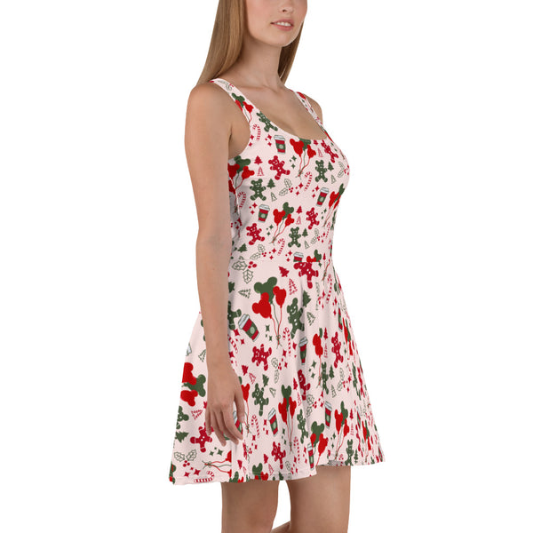 Main Street USA Christmas Disney Dress Magic Kingdom Mickey Balloons Skater Dress
