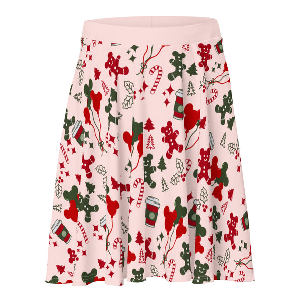 Main Street USA Christmas Disney Skirt Magic Kingdom Mickey Balloons Skater Skirt