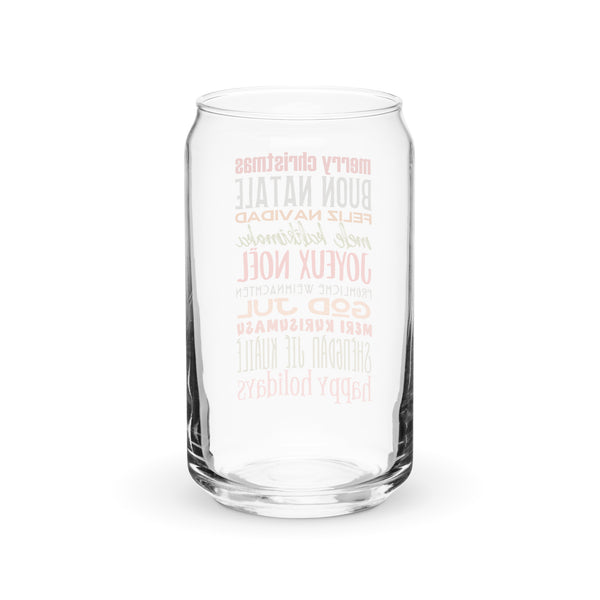 Christmas Greetings EPCOT Glassware World Showcase Disney Can-shaped glass