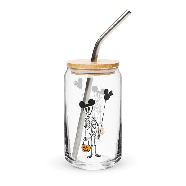 Funny Disney Halloween Skeleton Disney Coffee Cup with Mickey Balloon and Trick or Treat Pumpkin Can-shaped glass