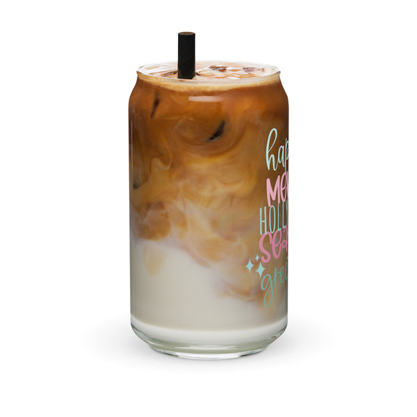 Olaf Holiday Disney Iced Coffee Glass Happy Merry Holly Jolly Can-shaped glass