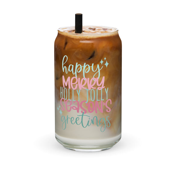 Olaf Holiday Disney Iced Coffee Glass Happy Merry Holly Jolly Can-shaped glass