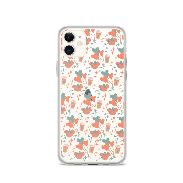 Disney Main Street USA Fall iPhone Case Magic Kingdom Starbucks Mickey Pumpkin Mickey Balloon Phone Case