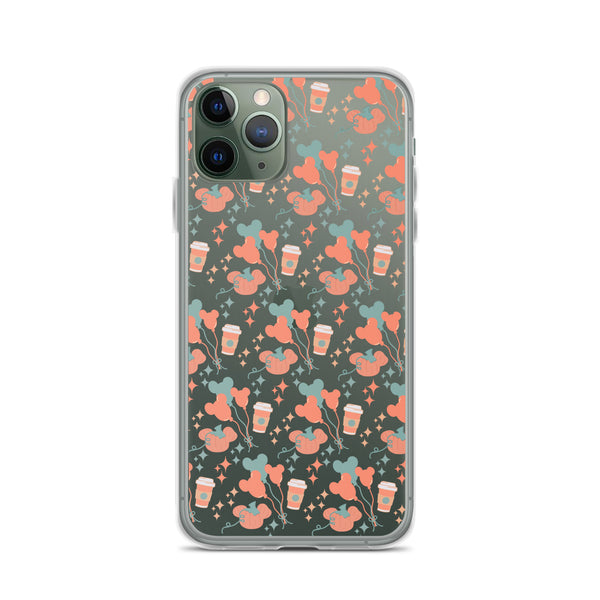 Disney Main Street USA Fall iPhone Case Magic Kingdom Starbucks Mickey Pumpkin Mickey Balloon Phone Case