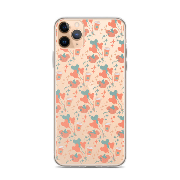 Disney Main Street USA Fall iPhone Case Magic Kingdom Starbucks Mickey Pumpkin Mickey Balloon Phone Case