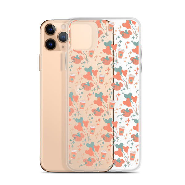 Disney Main Street USA Fall iPhone Case Magic Kingdom Starbucks Mickey Pumpkin Mickey Balloon Phone Case