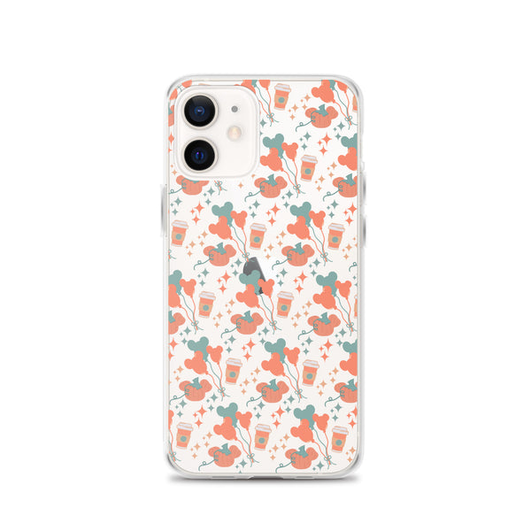 Disney Main Street USA Fall iPhone Case Magic Kingdom Starbucks Mickey Pumpkin Mickey Balloon Phone Case