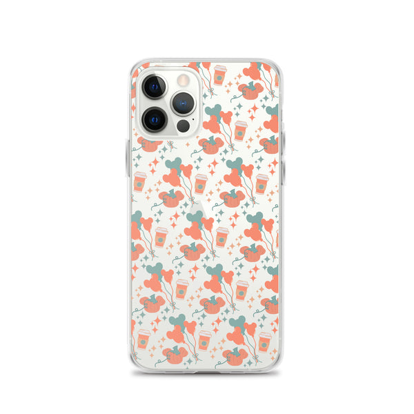 Disney Main Street USA Fall iPhone Case Magic Kingdom Starbucks Mickey Pumpkin Mickey Balloon Phone Case