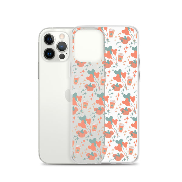 Disney Main Street USA Fall iPhone Case Magic Kingdom Starbucks Mickey Pumpkin Mickey Balloon Phone Case