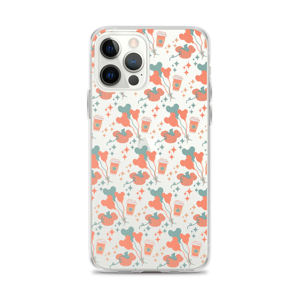 Disney Main Street USA Fall iPhone Case Magic Kingdom Starbucks Mickey Pumpkin Mickey Balloon Phone Case