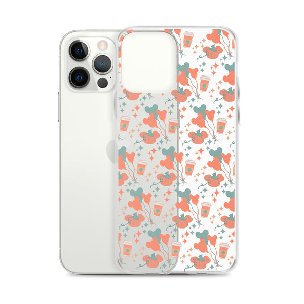 Disney Main Street USA Fall iPhone Case Magic Kingdom Starbucks Mickey Pumpkin Mickey Balloon Phone Case
