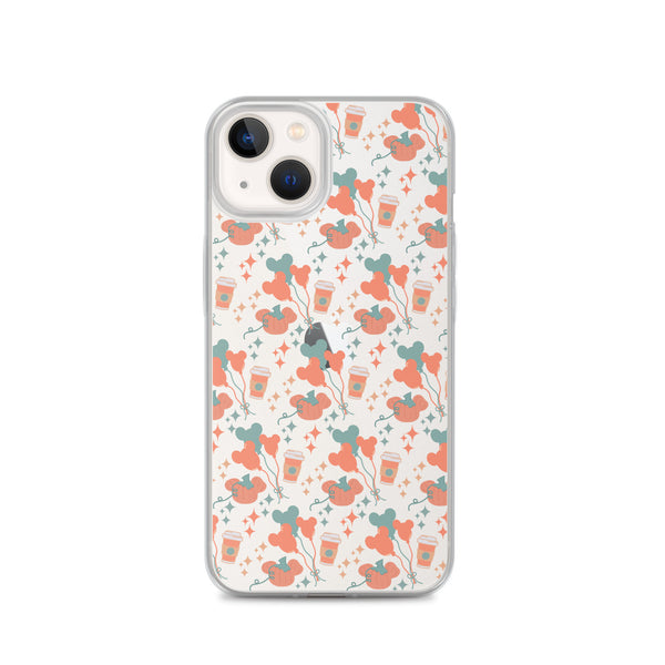 Disney Main Street USA Fall iPhone Case Magic Kingdom Starbucks Mickey Pumpkin Mickey Balloon Phone Case